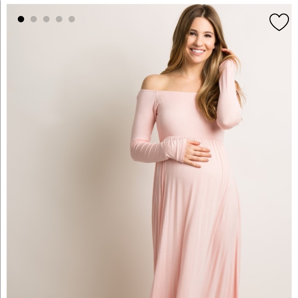 Pink blush off shoulder maxi
